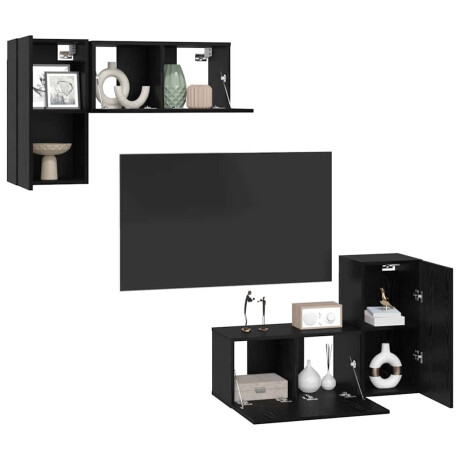 vidaXL TV-kast met plank met opslag met de deur 4 pcs Zwart eiken 60 x 30 x 30 cm afbeelding3 - 1