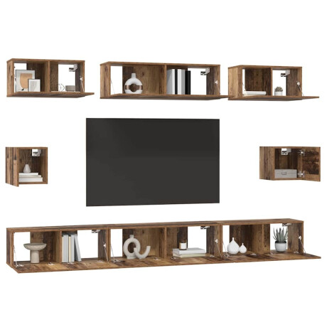 vidaXL TV-kast set met plank 8 pcs Oud hout Medium 30.5 x 30 x 30 cm afbeelding3 - 1