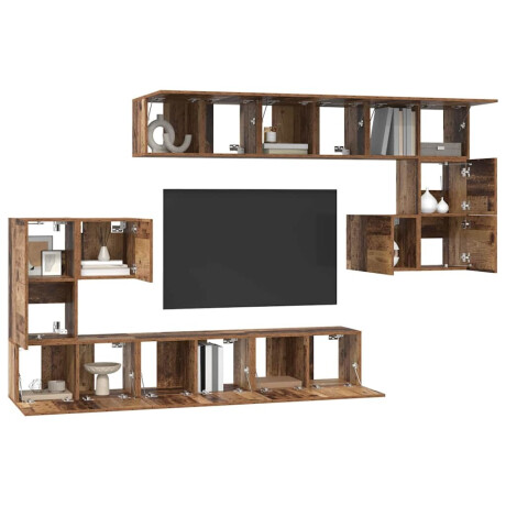 vidaXL Tv-meubelset 10 pcs Oud hout 180 x 30 x 90.5 cm Bewerkt hout afbeelding3 - 1