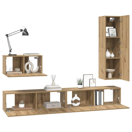 vidaXL Tv-meubelset 4 pcs artisanaal eikenkleurig 30.5 x 30 x 110 cm afbeelding3 - 1