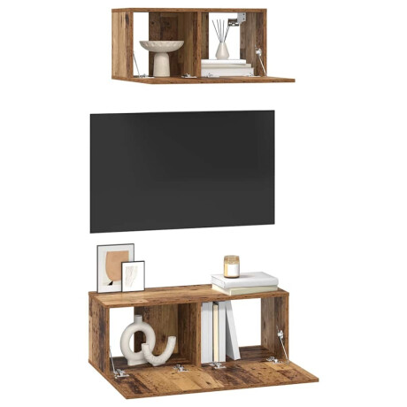 vidaXL TV-kast set 2 pcs Oud hout 80 x 30 x 30 cm Bewerkt hout afbeelding3 - 1
