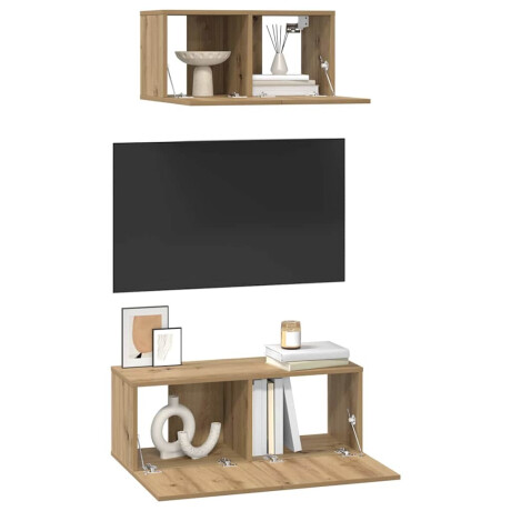 vidaXL TV-kast set 2 pcs artisanaal eikenkleurig 80 x 30 x 30 cm afbeelding3 - 1