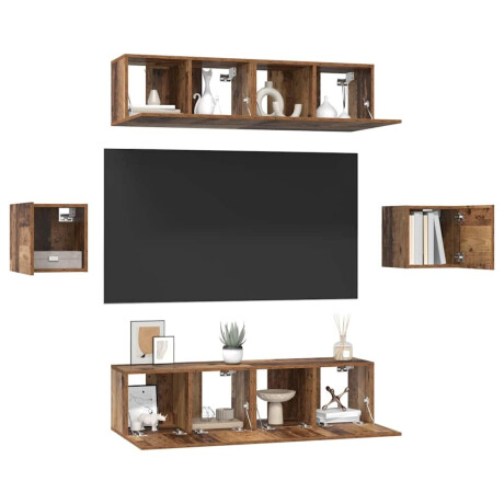 vidaXL Tv-meubelset 6 pcs Oud hout Medium 30.5 x 30 x 30 cm afbeelding3 - 1