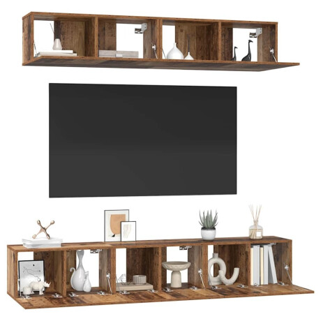 vidaXL TV-kast set 5 pcs Oud hout Standaard Medium Bewerkt hout afbeelding3 - 1
