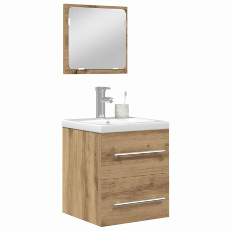 vidaXL Badkamermeubelset met lade 2 pcs Zwart eiken 41 x 38.5 x 48 cm afbeelding3 - 1