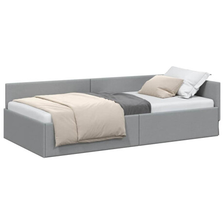 vidaXL Hoekbedframe met hoofdeinde Lichtgrijs 80 cm x 200 cm Stof afbeelding3 - 1