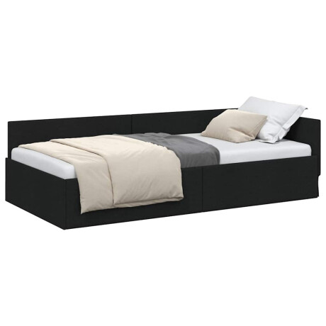 vidaXL Hoekbedframe met hoofdeinde Zwart 80 cm x 200 cm Stof afbeelding3 - 1