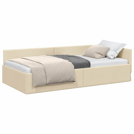 vidaXL Hoekbedframe Crème 90 x 200 cm Stof en Geïmproviseerd hout afbeelding3 - 1