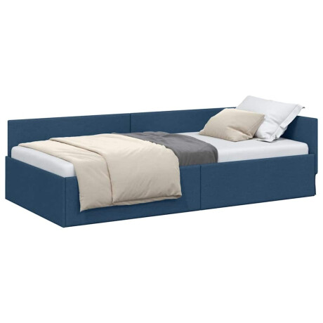 vidaXL Hoekbedframe met hoofdeinde Blauw 100 cm x 200 cm Stof afbeelding3 - 1