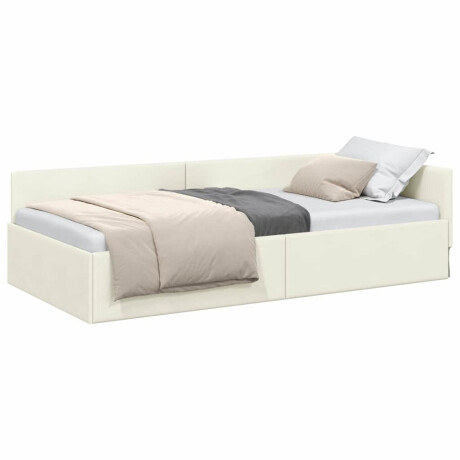 vidaXL Hoekbedframe Crème 80 x 200 cm Fluweel en Engineered hout afbeelding3 - 1