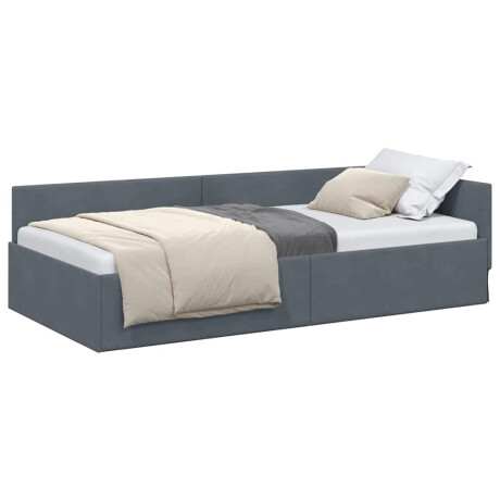 vidaXL Hoekbedframe Donkergrijs 90 x 190 cm Fluweel en Engineered hout afbeelding3 - 1