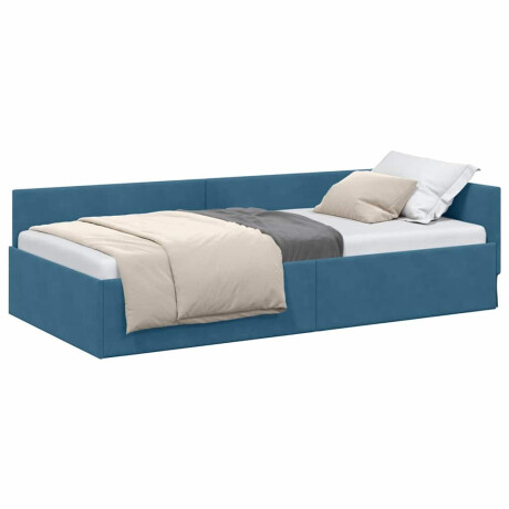 vidaXL Hoekbedframe Blauw 90 x 200 cm Fluweel en Engineered hout afbeelding3 - 1