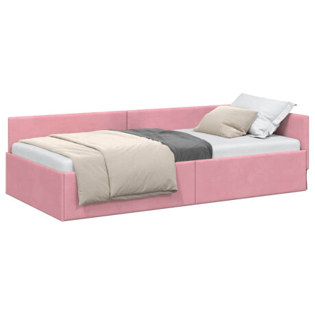 vidaXL Hoekbedframe Roze 100 x 200 cm Fluweel en Engineered hout afbeelding3 - 1