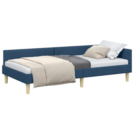 vidaXL Hoek Bed Frame Blauw 90 x 200 cm Stof en Geengineerd Hout afbeelding3 - 1
