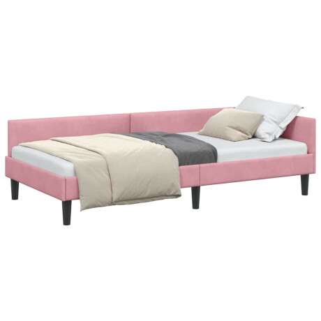 vidaXL Hoekbedframe Roze 90 x 200 cm Velvet en Engineered hout afbeelding3 - 1