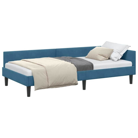 vidaXL Hoekbedframe Blauw 100 x 200 cm Velvet en Engineered hout afbeelding3 - 1