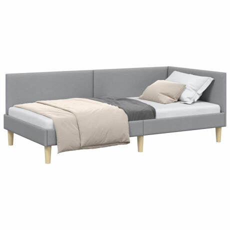 vidaXL Hoekbedframe Lichtgrijs 90 cm x 190 cm Stof en multiplex afbeelding3 - 1