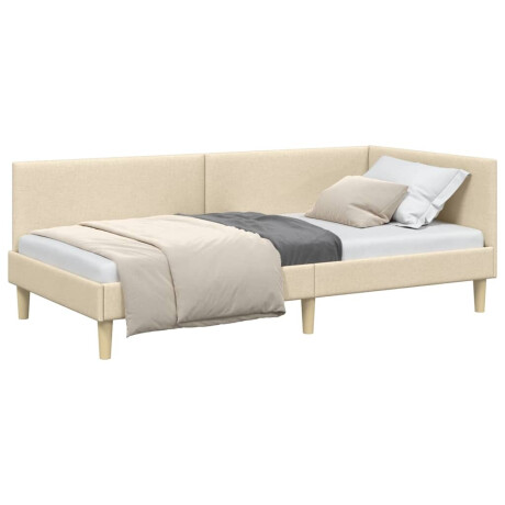vidaXL Hoekbedframe Crème 90 x 190 cm Stof en Geïmproviseerd hout afbeelding3 - 1