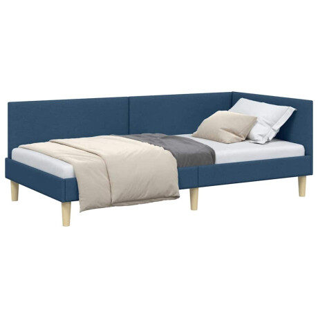 vidaXL Hoekbedframe Blauw 90 x 200 cm Stof en Geïmproviseerd hout afbeelding3 - 1
