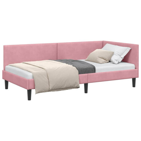 vidaXL Hoekbedframe Anders Roze 90 x 200 cm Fluweel en Engineered hout afbeelding3 - 1