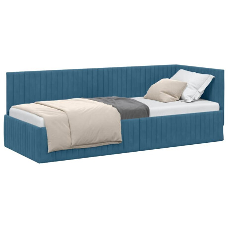 vidaXL Hoekbedframe met hoofdeinde Blauw 80 cm x 200 cm Fluweel afbeelding3 - 1