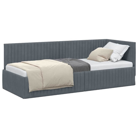 vidaXL Hoekbedframe met hoofdeinde Donkergrijs 80 cm x 200 cm Fluweel afbeelding3 - 1