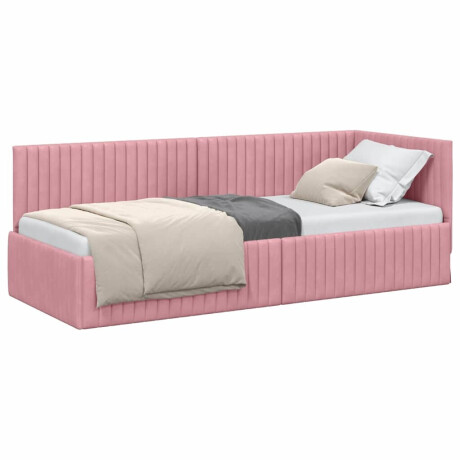 vidaXL Hoekbedframe met hoofdeinde Roze 80 cm x 200 cm Fluweel afbeelding3 - 1