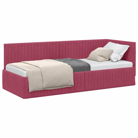 vidaXL Hoekbedframe met hoofdeinde Wijnrood 80 cm x 200 cm Fluweel afbeelding3 - 1