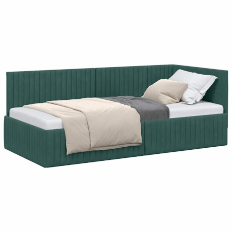 vidaXL Hoekbedframe met hoofdeinde Donkergroen 90 x 190 cm Fluweel afbeelding3 - 1