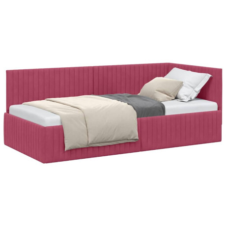 vidaXL Hoekbedframe met hoofdeinde Wijnrood 90 cm x 190 cm Fluweel afbeelding3 - 1