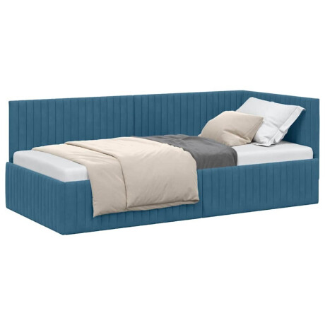 vidaXL Hoekbedframe met hoofdeinde Blauw 90 x 200 cm Fluweel afbeelding3 - 1