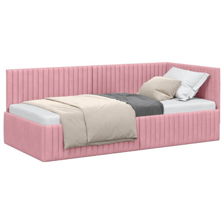 vidaXL Hoekbedframe met hoofdeinde Roze 90 x 200 cm Fluweel afbeelding3 - 1