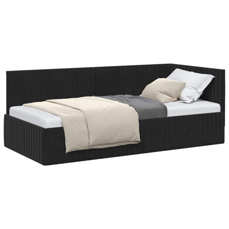 vidaXL Hoekbedframe met hoofdeinde Zwart 90 cm x 200 cm Fluweel afbeelding3 - 1