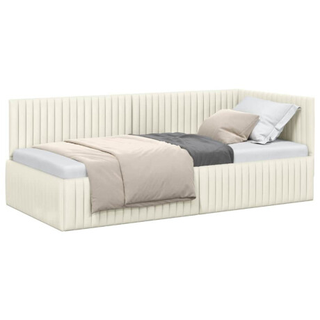 vidaXL Hoekbedframe met hoofdeinde Crème 90 x 200 cm Fluweel afbeelding3 - 1
