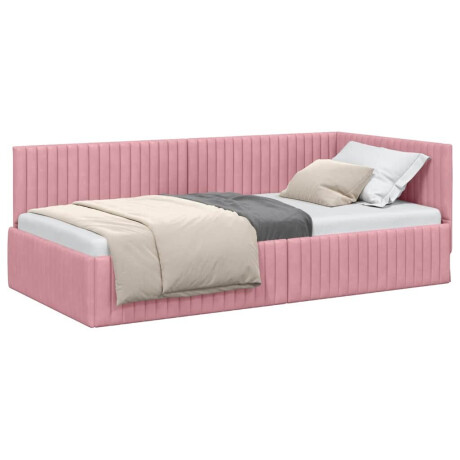 vidaXL Hoekbedframe met hoofdeinde Roze 100 x 200 cm Fluweel afbeelding3 - 1