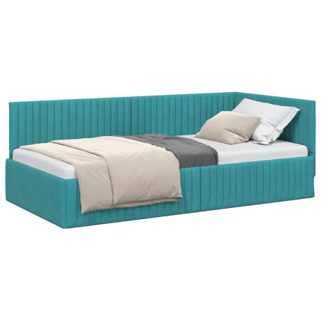 vidaXL Hoekbedframe met hoofdeinde Turquoise 100 x 200 cm Fluweel afbeelding3 - 1
