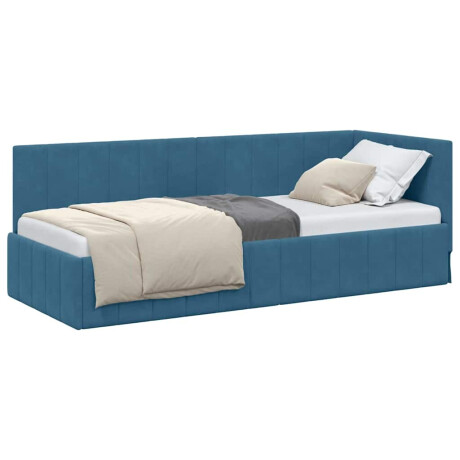vidaXL Hoekbedframe met hoofdeinde Blauw 80 cm x 200 cm Fluweel afbeelding3 - 1