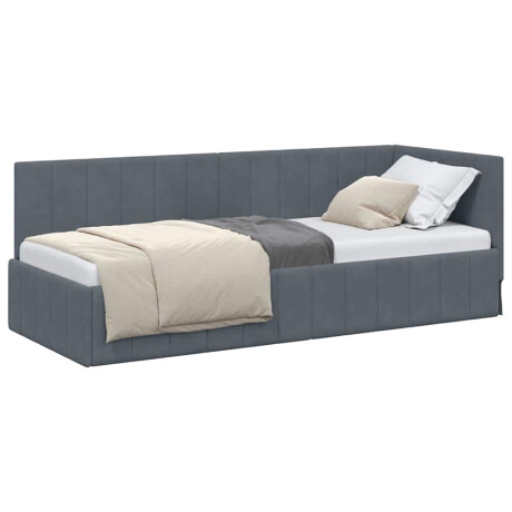 vidaXL Hoekbedframe met hoofdeinde Donkergrijs 80 cm x 200 cm Fluweel afbeelding3 - 1