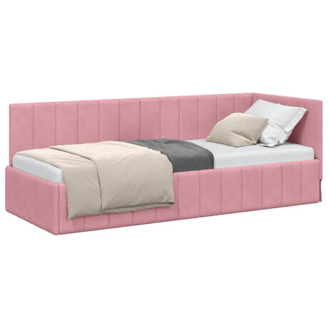 vidaXL Hoekbedframe met hoofdeinde Roze 80 x 200 cm Fluweel afbeelding3 - 1