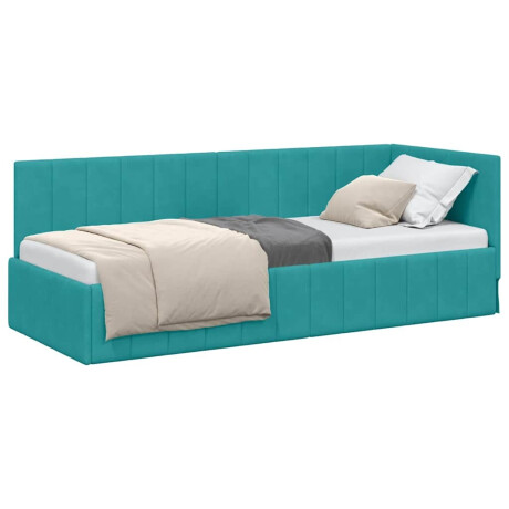 vidaXL Hoekbedframe met hoofdeinde Turquoise 80 x 200 cm Fluweel afbeelding3 - 1