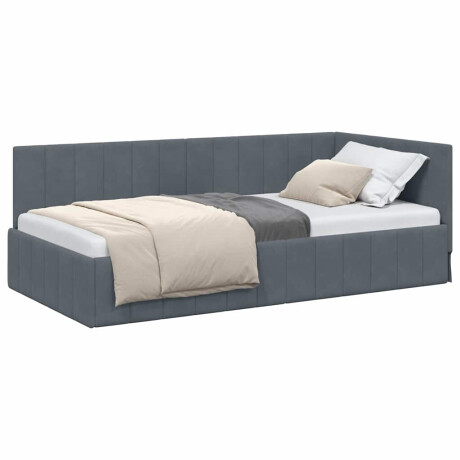 vidaXL Hoekbedframe met hoofdeinde Donkergrijs 90 x 190 cm Fluweel afbeelding3 - 1