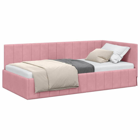 vidaXL Hoekbedframe met hoofdeinde Roze 90 x 190 cm Fluweel afbeelding3 - 1