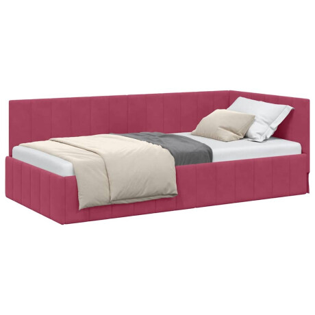 vidaXL Hoekbedframe met hoofdeinde Wijnrood 90 x 200 cm Fluweel afbeelding3 - 1
