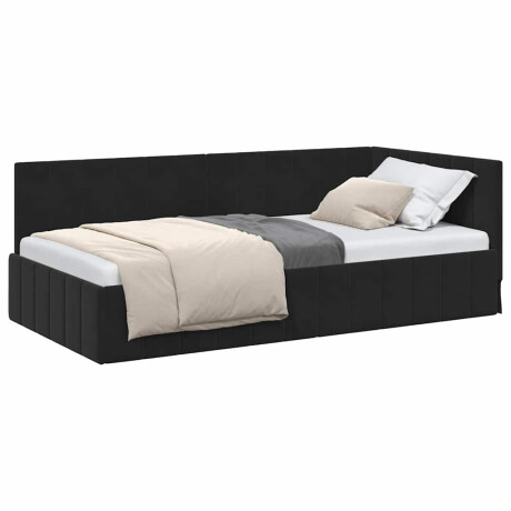 vidaXL Hoekbedframe met hoofdeinde Zwart 90 cm x 200 cm Fluweel afbeelding3 - 1