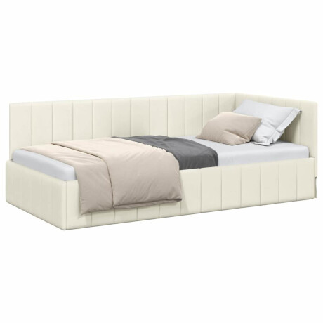 vidaXL Hoekbedframe met hoofdeinde Crème 90 x 200 cm Fluweel afbeelding3 - 1