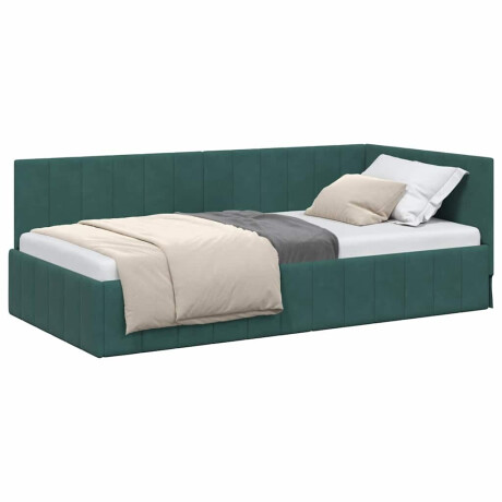 vidaXL Hoekbedframe met hoofdeinde Donkergroen 100 cm x 200 cm Fluweel afbeelding3 - 1