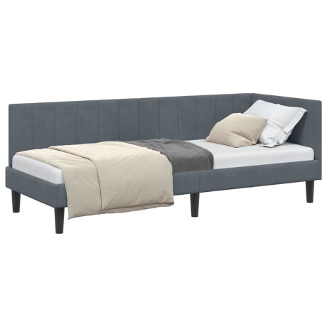 vidaXL Hoekbedframe met hoofdeinde Donkergrijs 80 cm x 200 cm Fluweel afbeelding3 - 1