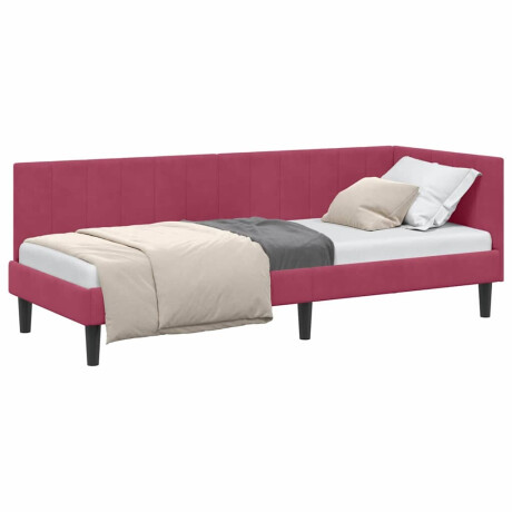 vidaXL Hoekbedframe met hoofdeinde Wijnrood 80 cm x 200 cm Fluweel afbeelding3 - 1