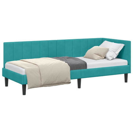 vidaXL Hoekbedframe met hoofdeinde Turquoise 80 x 200 cm Fluweel afbeelding3 - 1
