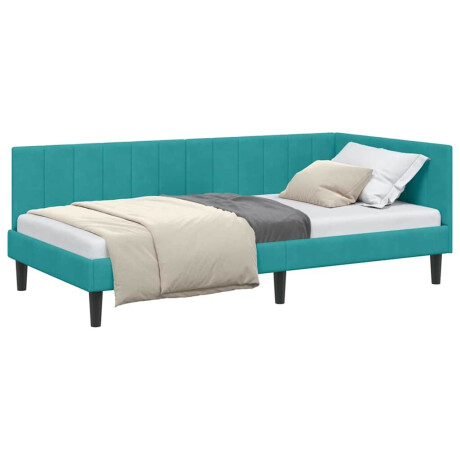 vidaXL Hoekbedframe met hoofdeinde Turquoise 90 x 200 cm Fluweel afbeelding3 - 1